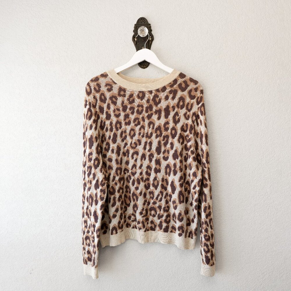 A New Day XL Leopard Print Sweater Crew Neck Animal Print